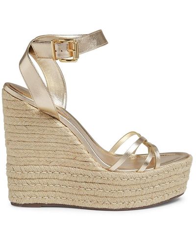 SCHUTZ SHOES Alexandra Leather Wedge Espadrille Sandals - Natural