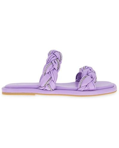 BCBGeneration Taneka Chain Braided Flat Sandals - Purple