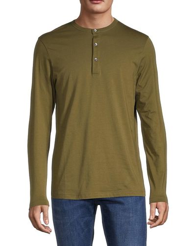 Theory Essential Pima Cotton Henley - Green