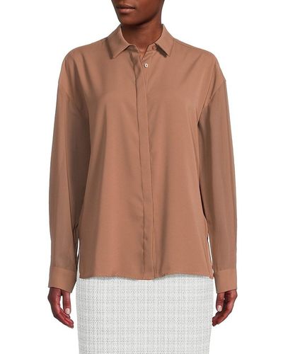 Calvin Klein Sheer Sleeve Shirt - Brown