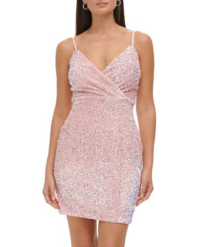 Guess Sequin Velvet Mini Dress - Pink
