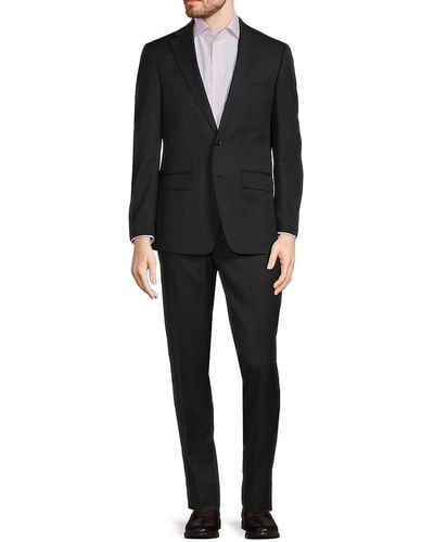 Calvin Klein Slim Fit Textured Wool Blend Suit - Black