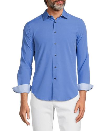 Report Collection Slim Fit Solid Shirt - Blue