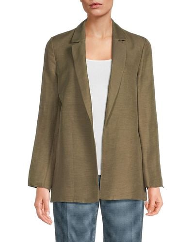 Piazza Sempione Textured Open Front Blazer - Green