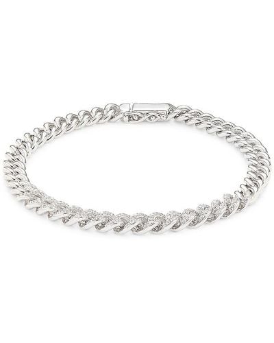 Adriana Orsini Billie Rhodium Plated Sterling & Cubic Zirconia Curb Chain Bracelet - Metallic