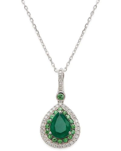 Effy 14K & Multi Stone Pendant Necklace - Green