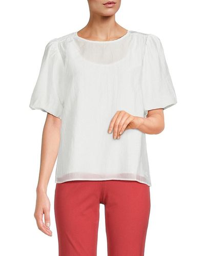 Karl Lagerfeld Puff Sleeve Satin Top - White