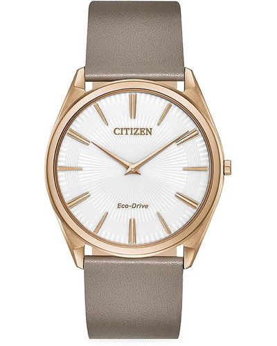 Citizen Eco 31mm Goldtone Stainless Steel & Leather Strap Watch - Metallic