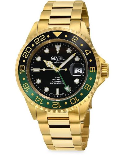 Gevril Wall Street 43mm Stainless Steel Swiss Automatic Bracelet Watch - Metallic
