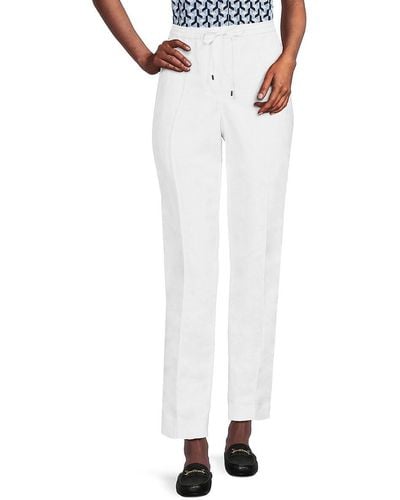 Calvin Klein Drawstring Linen Blend Trousers - White