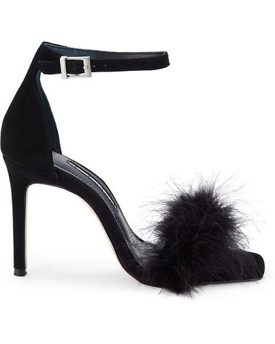 Charles David Esquire Suede & Feather Sandals - Black