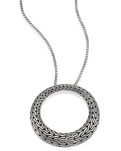 John Hardy Classic Chain Sterling Silver Graduated Pendant Necklace - Metallic