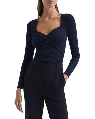 Reiss Norie Ribbed Cut Out Top - Blue