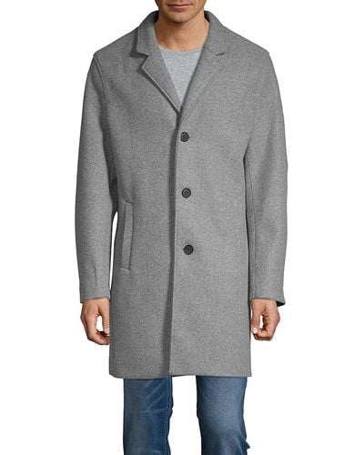 Cole Haan Stretch-wool Topcoat - Gray