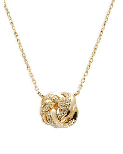 Saks Fifth Avenue Saks Fifth Avenue 14k Yellow Gold & 0.1 Tcw Diamond Love Knot Pendant Necklace - Metallic
