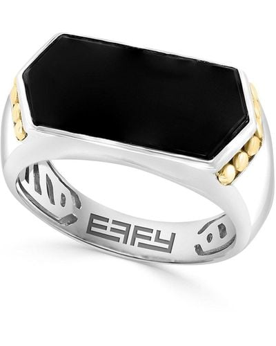 Effy Two Tone Sterling Silver & Onyx Signet Ring - Black