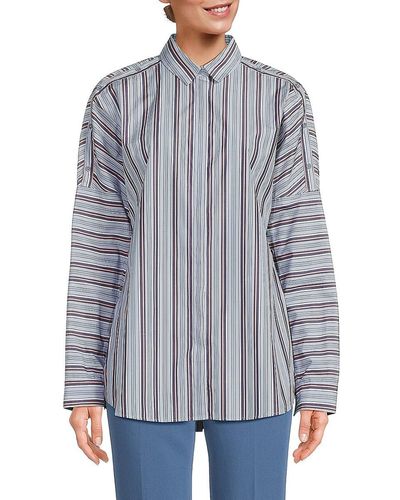 Akris Punto Striped Drop Shoulder Shirt - Blue