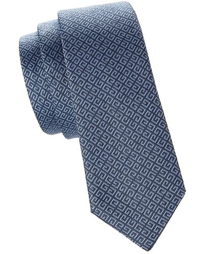 Givenchy Greca Logo Silk Jacquard Tie - Blue