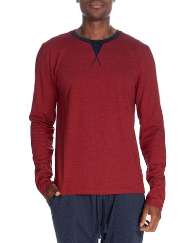 Unsimply Stitched Contrast Crewneck T Shirt - Red