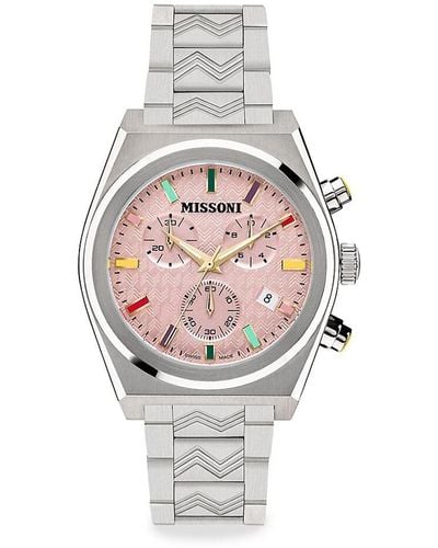 Missoni 331 Active 38Mm Stainless Steel Chronograph Bracelet Watch - White