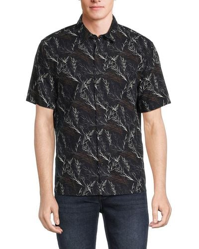 Vince Classic Fit Leaf Print Shirt - Black