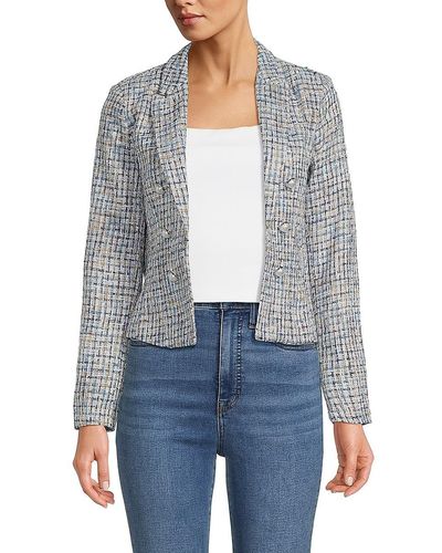 Nanette Lepore Tweed Open Front Blazer - Natural