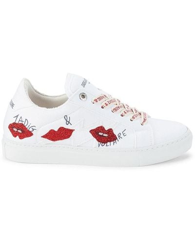 Zadig & Voltaire La Flash Logo Lips Sneaker - White
