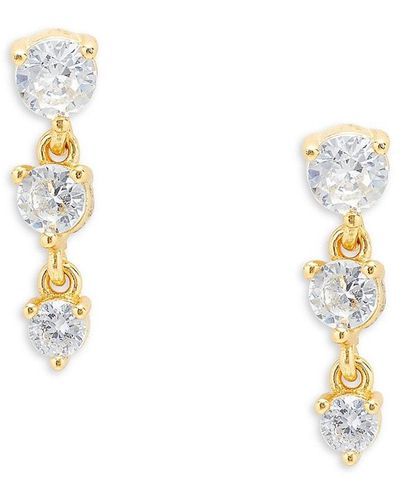 Argento Vivo 18k Goldplated Sterling Silver & Cubic Zirconia Drop Earrings - Natural