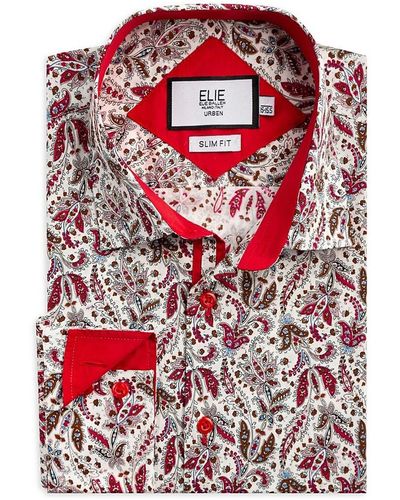 Elie Balleh Slim Fit Paisley Sport Shirt - Red