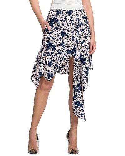 Stella McCartney Wallflower Print Asymmetric Silk Skirt - Blue