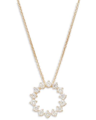 Saks Fifth Avenue 14K & 0.5 Tcw Diamond Circle Pendant Necklace - Metallic