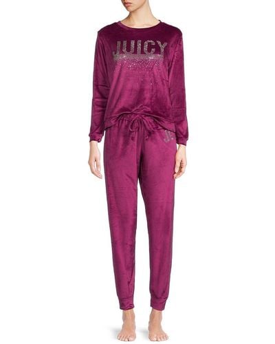 Juicy Couture 2-piece Velvet Top & sweatpants Sleep Set - Red