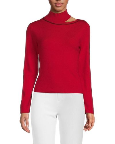 Calvin Klein Cutout Mockneck Sweater - Red