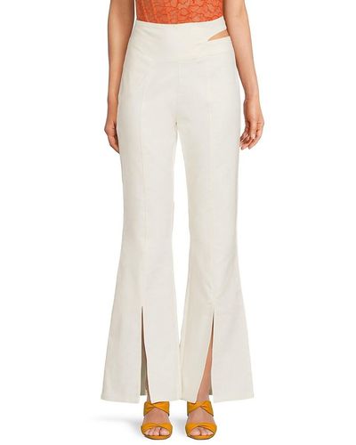 Cult Gaia Isabel Slit Boot Cut Trousers - White