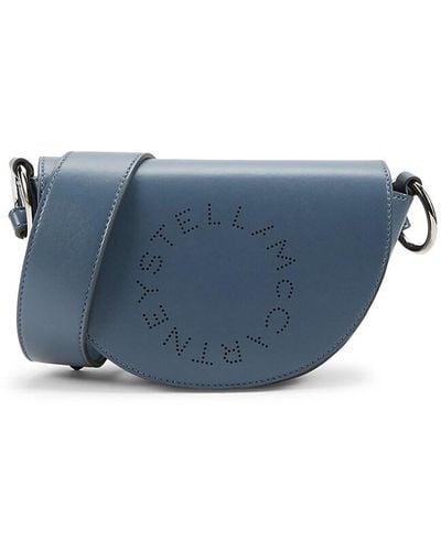 Stella McCartney Logo Flap Vegan Leather Shoulder Bag - Blue