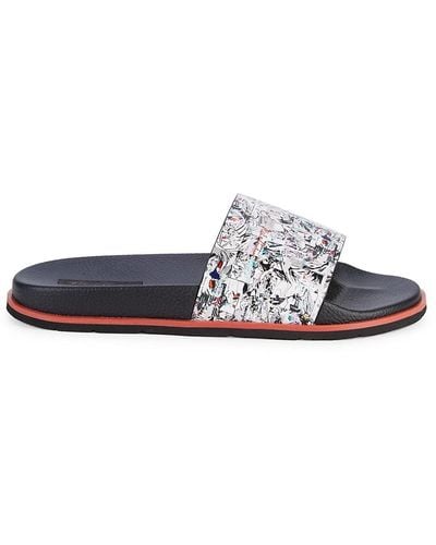 Robert Graham Graphic Leather Slip-on Sandals - Black