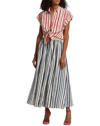 Rosie Assoulin Striped Belted Maxi Dress - White