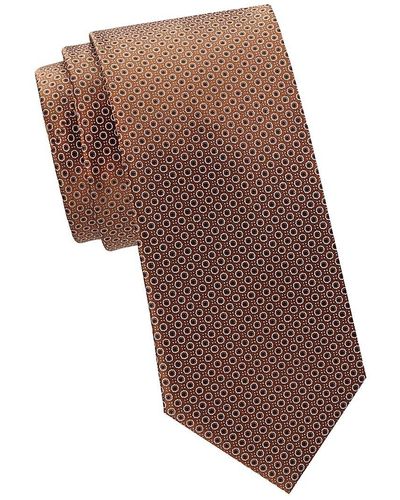 Brioni Dotted Silk Tie - Brown