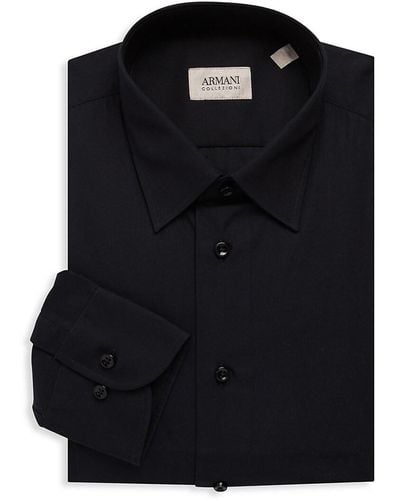 Armani Regular-fit Solid Dress Shirt - Black
