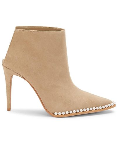 Karl Lagerfeld Studded Suede Stiletto Booties - Natural