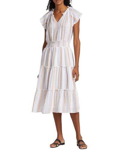 Rails Amellia Striped Linen Blend Midi Dress - White