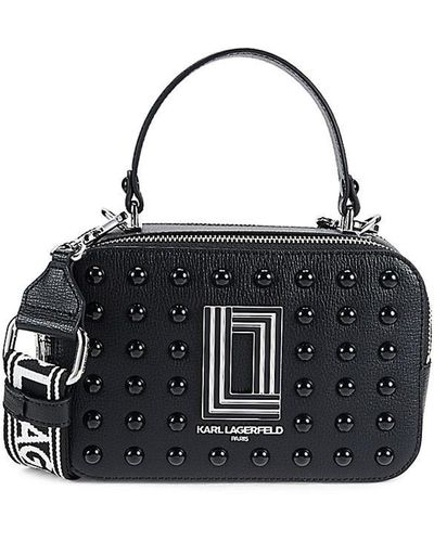 Karl Lagerfeld Simone Studded Leather Camera Bag - Black