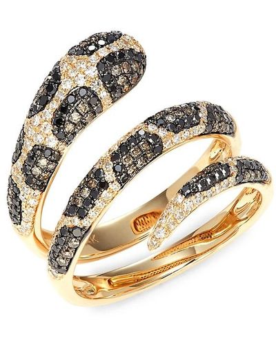 Effy 14k Yellow Gold & Tri-tone Diamond Snake Wrap Ring/size 7 - Metallic
