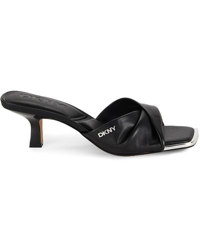 DKNY Jolaine Twist Leather Sandals - Black