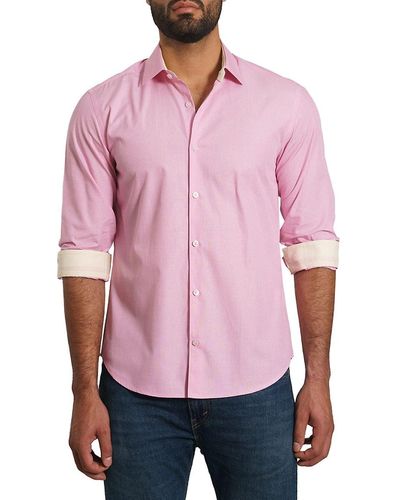 Jared Lang 'Trim Fit Contrast Cuff Pima Cotton Sport Shirt - Red