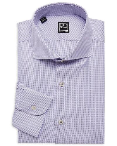 Ike Behar Frederick Cutaway Collar Micro Check Dress Shirt - Purple