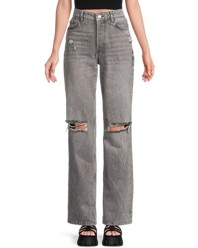 Free People Wild Flower High Rise Distressed Jeans - Grey