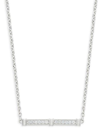 Judith Ripka Sterling Silver & White Topaz Bar Pendant Necklace