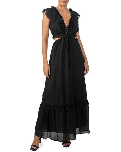 Akalia Miah Cut Out Lace Maxi Dress - Black