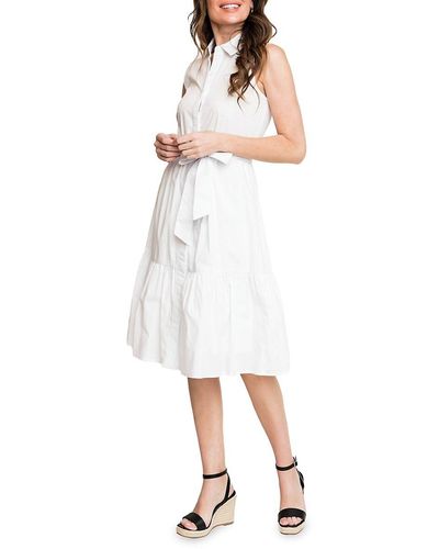 Gibsonlook Tiered Midi Shirt Dress - White
